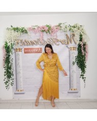 VESTIDO CATAVINO | Vestido Largo Crema Flecos y Jacquard