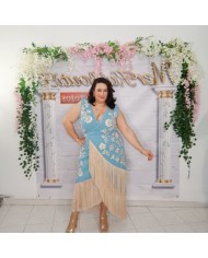 VESTIDO ESPAÑA | Vestido Negro Bordado Dorado con Flecos