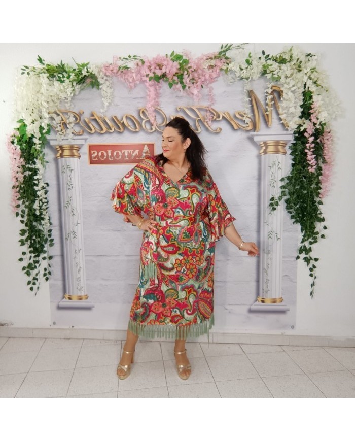 VESTIDO SALSEO | Vestido Kaftán Paisley Flecos Invitada