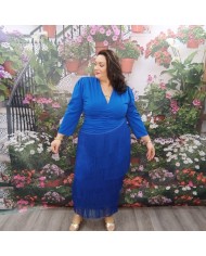 Vestido Faraona Flecos | Midi Baile | Escote V y Manga 3/4