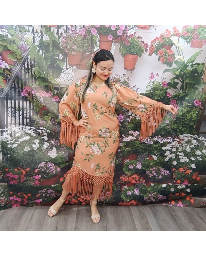 VESTIDO SANTA FE | Vestido Midi Tubo Floral con Flecos