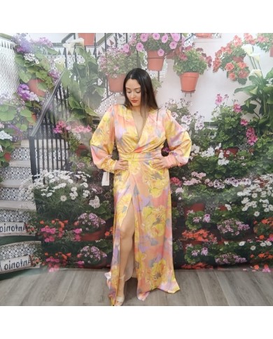 VESTIDO ALCÁZAR | Vestido Cruzado Floral Pastel Invitada