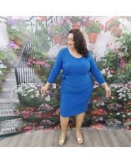 Vestido Marina Licra Fría | Drapeado Lateral | Manga Larga