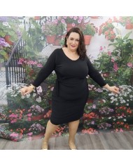 Vestido Marina Licra Fría | Drapeado Lateral | Manga Larga