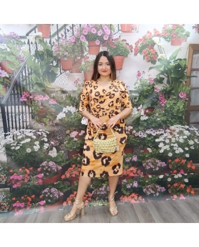 Vestido Leonora Midi | Animal Print Drapeado | Estiliza