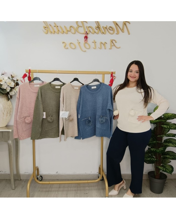 Jersey Bolsillo Pompones - Estilo y Comodidad