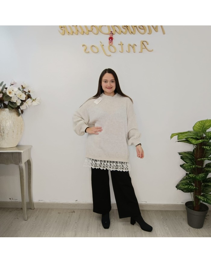 Jersey Puntilla Blanca - Elegancia y Comodidad para Cualquier Ocasión