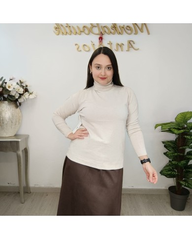 Jersey Básico Cuello Alto Mujer | Punto Manga Larga | Varios Colores