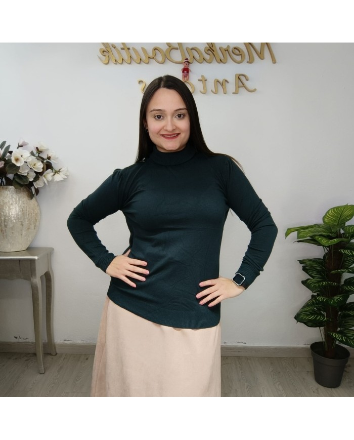 Jersey Básico Cuello Alto Mujer | Punto Manga Larga | Varios Colores