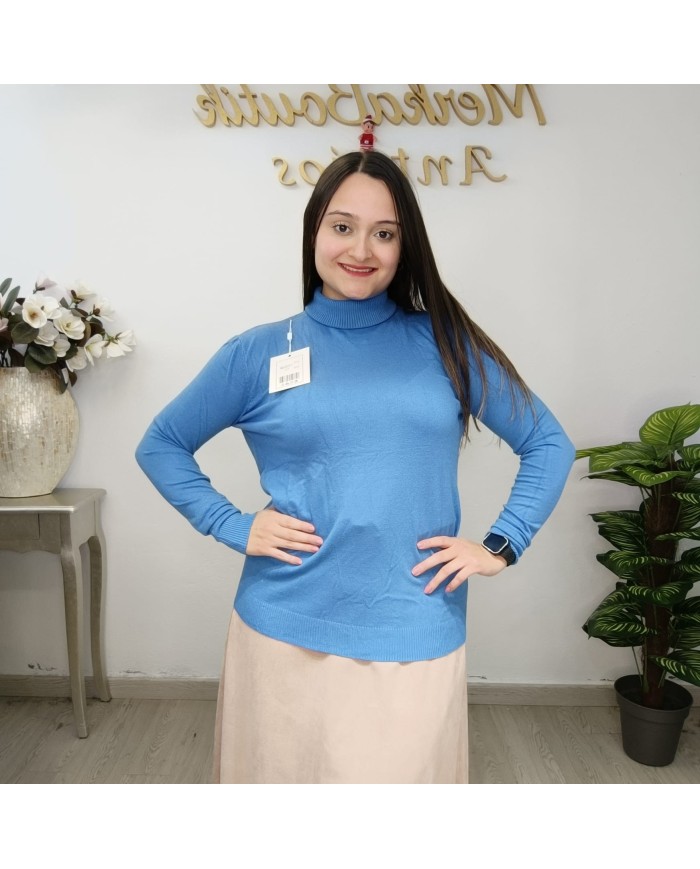 Jersey Básico Cuello Alto Mujer | Punto Manga Larga | Varios Colores