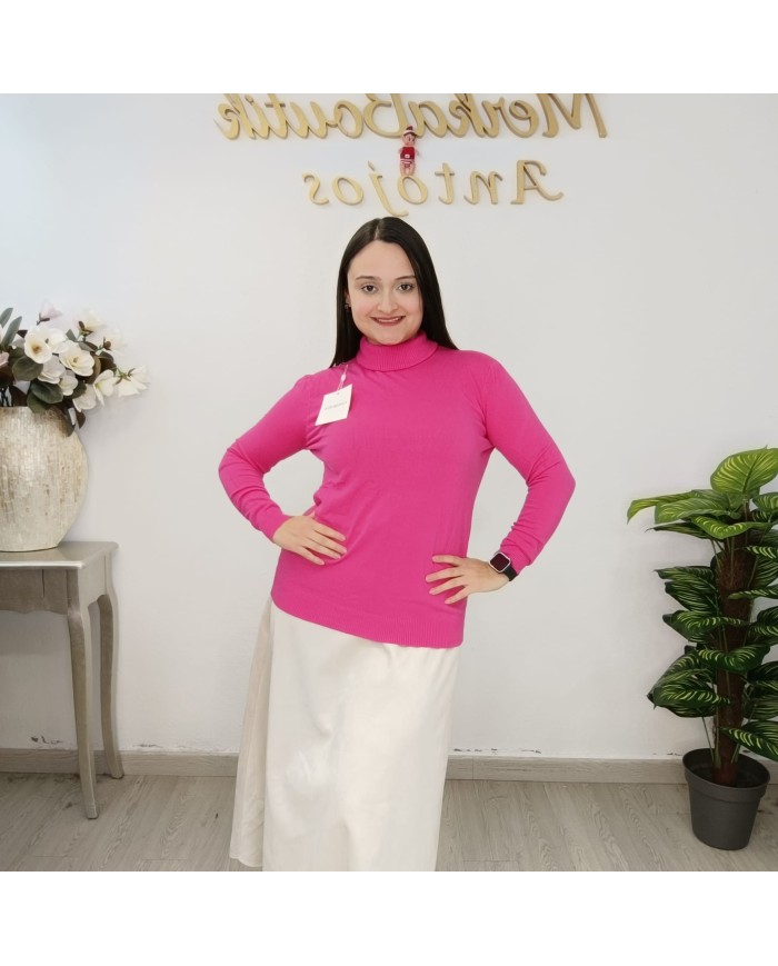 Jersey Básico Cuello Alto Mujer | Punto Manga Larga | Varios Colores