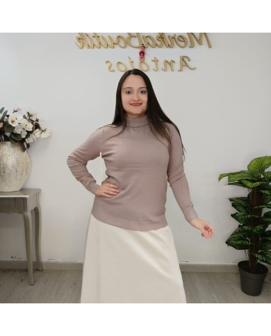 Jersey Básico Cuello Alto Mujer | Punto Manga Larga | Varios Colores