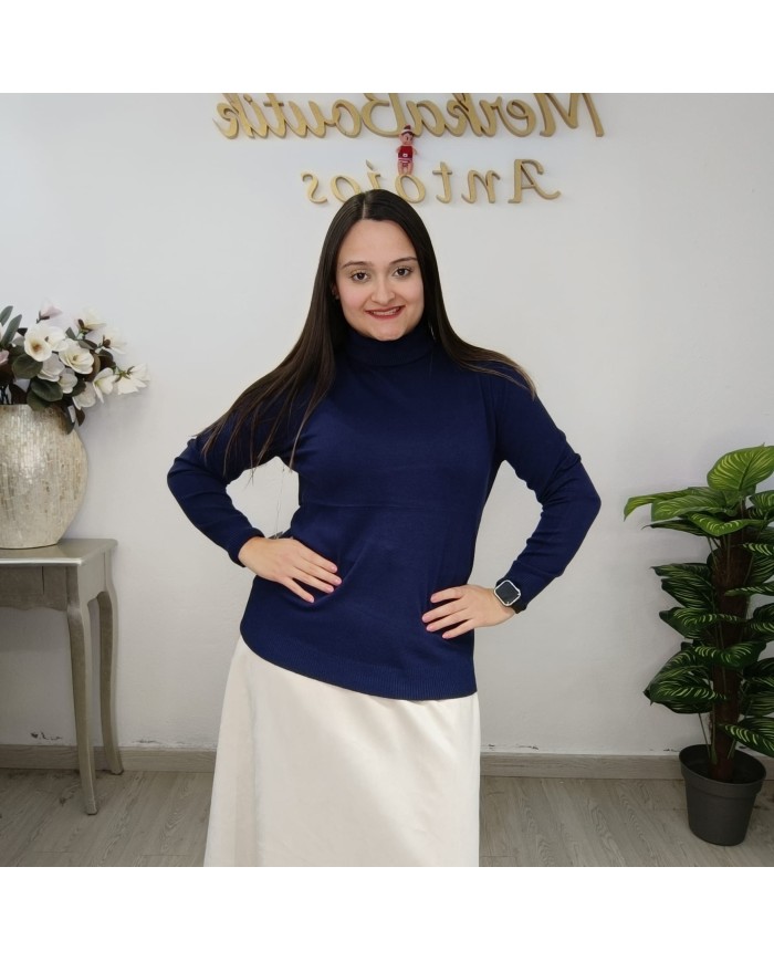 Jersey Básico Cuello Alto Mujer | Punto Manga Larga | Varios Colores