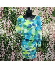 Vestido Nube Gasa Corto | Estampado Acuarela | Manga Capa