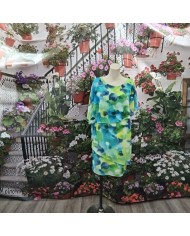 Vestido Nube Gasa Corto | Estampado Acuarela | Manga Capa