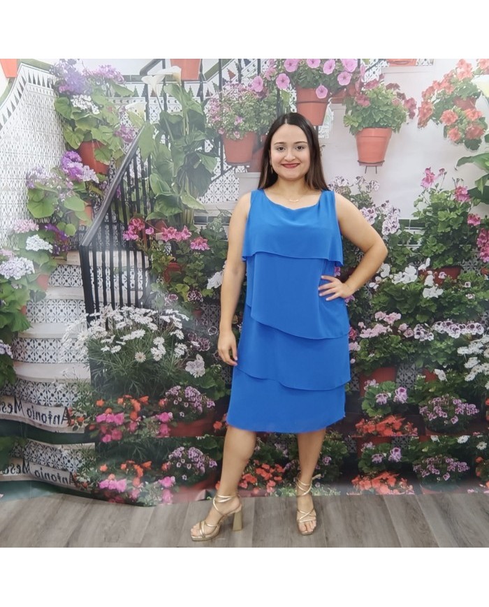 Vestido Capa Corto | Volantes Superpuestos | Cóctel Sin Mangas