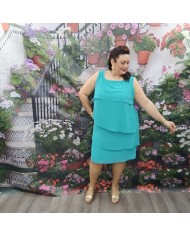 Vestido Capa Corto | Volantes Superpuestos | Cóctel Sin Mangas