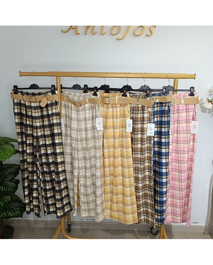 Pantalón Cuadro Pata Ancha Heidi - Elegancia y Confort