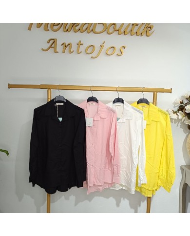 Camisa Básica Blanca Oversize Algodón | Blusa Larga Holgada Mujer | MerkaBoutik