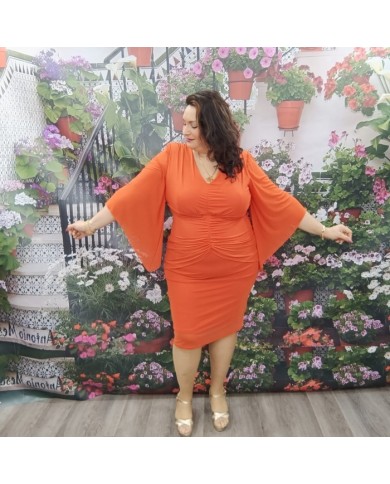 Vestido Irene Corto Elástico | Manga Abullonada Asimétrica