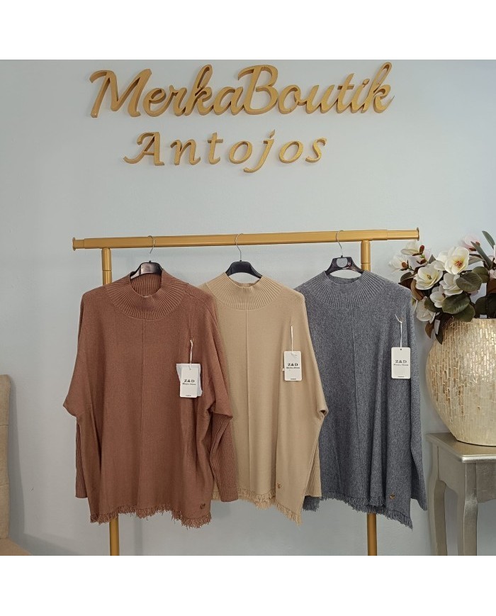 Jersey Curvy Punto Oversize con Flecos | Tallas Grandes | 3 Colores