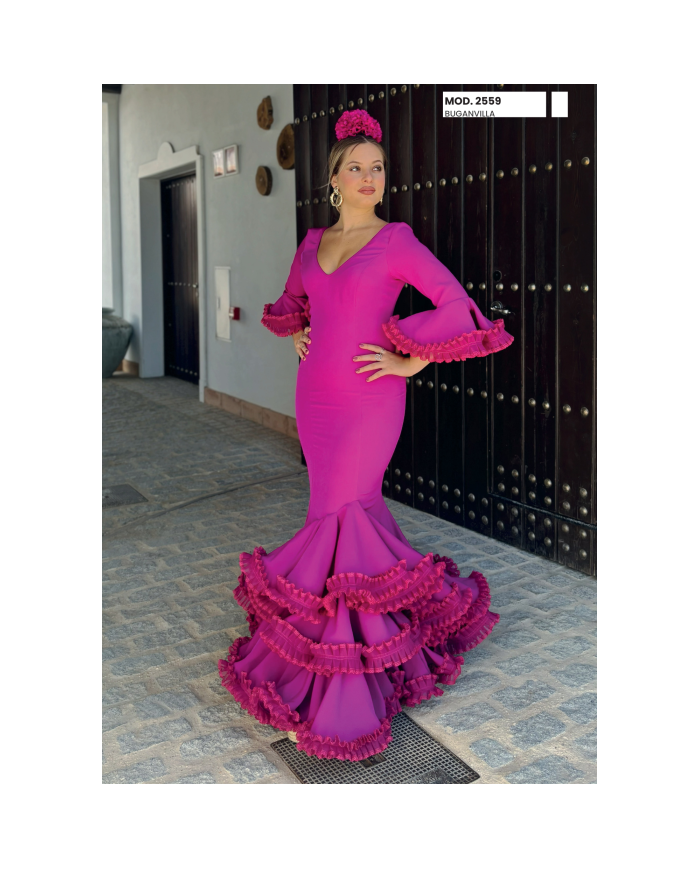 Vestido Lola Liso Flamenco - Elegancia y Tradición