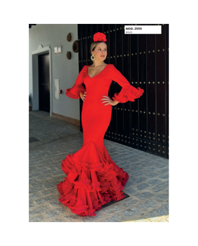 Vestido Lola Liso Flamenco - Elegancia y Tradición