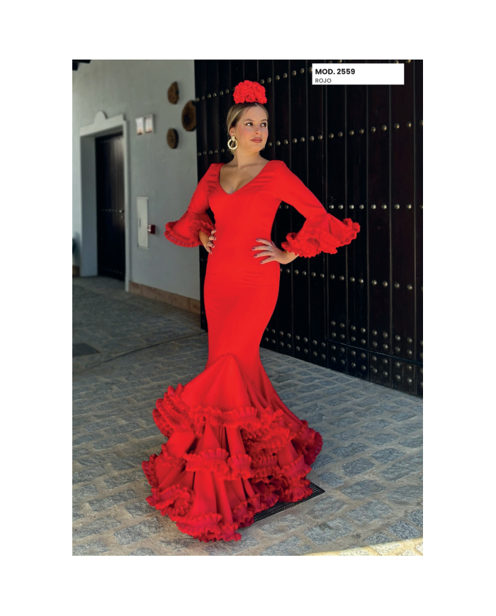 Vestido Lola Liso Flamenco - Elegancia y Tradición