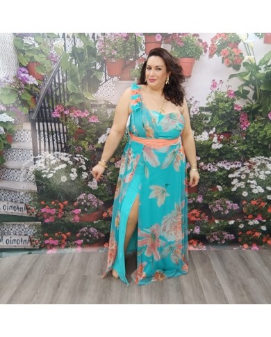 Vestido Esther Estampado Floral | Maxi Volante Asimétrico | Boda Día