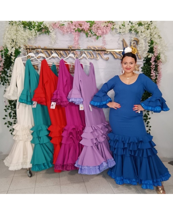 Vestido Maci Liso Flamenco - Elegancia y Tradición en Moda Flamenca