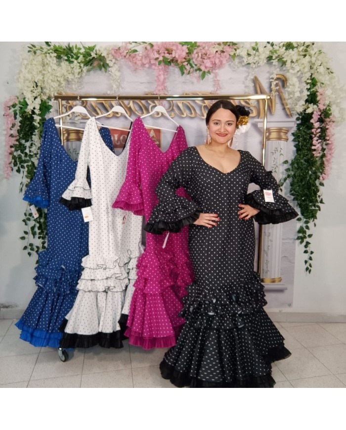 Vestido Flamenco Macu de Lunares Pequeños | Elegancia y Tradición