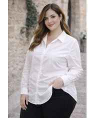 Camisa Básica Blanca Oversize Algodón | Blusa Larga Holgada Mujer | MerkaBoutik