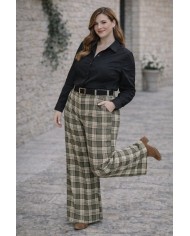 Pantalón Cuadro Pata Ancha Heidi - Elegancia y Confort