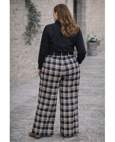 Pantalón Cuadro Pata Ancha Heidi - Elegancia y Confort