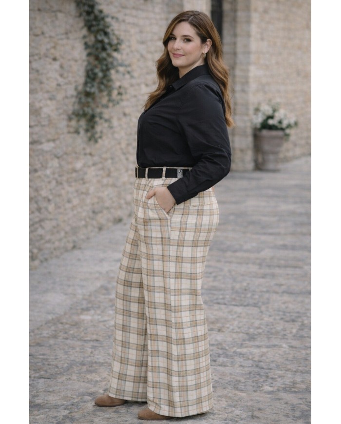 Pantalón Cuadro Pata Ancha Heidi - Elegancia y Confort