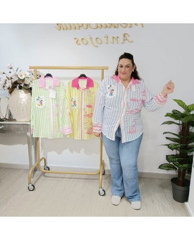 Camisa animada Ratón - Elegancia y Estilo en Rayas Clásicas