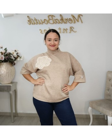 Jersey Cuello Alto Básico con Botones | Punto Fino | Verde Esmeralda y Más Colores