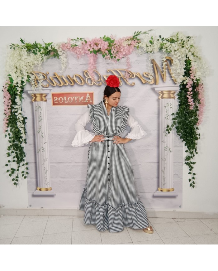 Conjunto Flamenco Romería Cuadro Vichy Grande - Autenticidad y Estilo