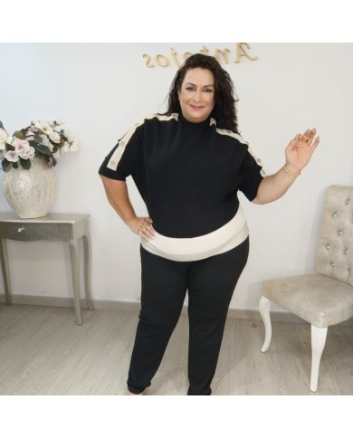 Jersey Punto Fino Ribetes Contraste | Manga 3/4 Gris y Más Colores | Estilo Preppy