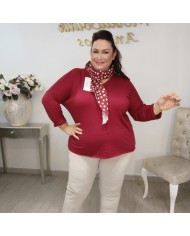 Jersey Punto Básico + Pañuelo Lunares | Azul Marino | Look Preppy Elegante