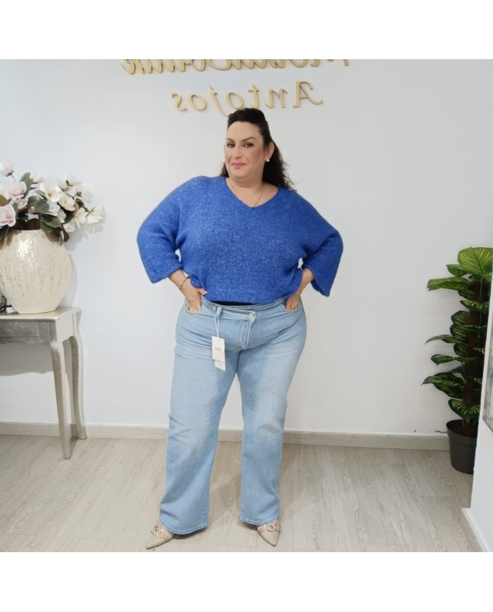 Vaquero Cremallera Cruzada Pata Ancha 077 - Estilo y Comodidad