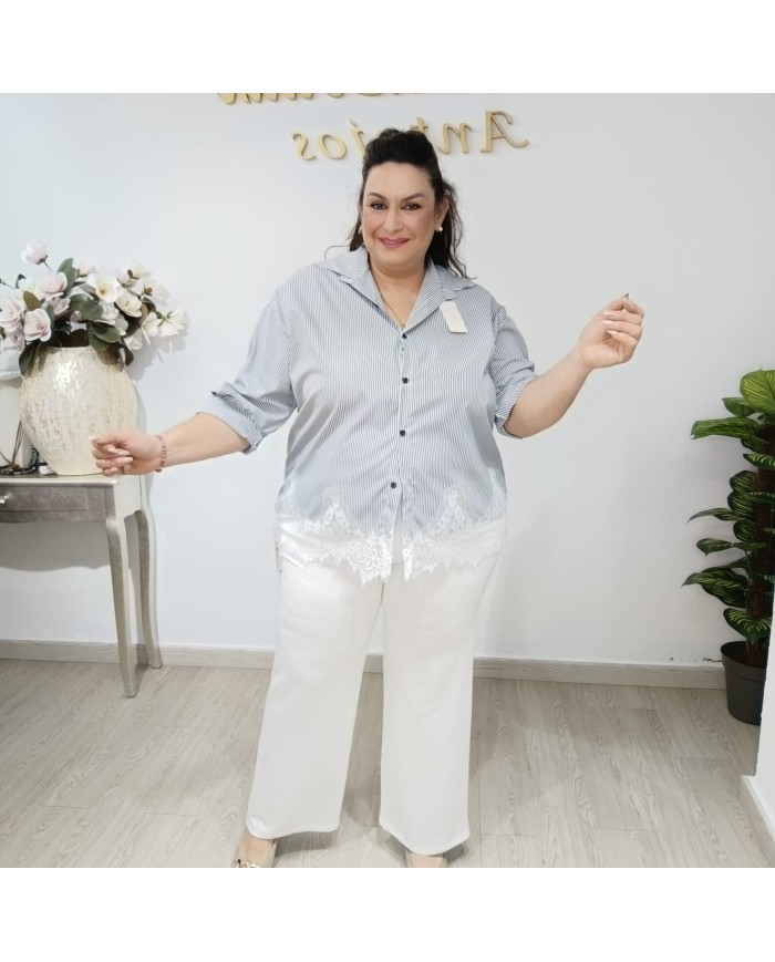 Camisa de Raya Puntilla | Estilo y Elegancia para Cualquier Ocasión