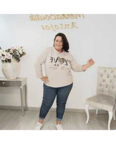 Sudadera Oversize Estampado Love to be Wild | Leopardo Blanco/Negro