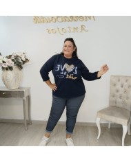 Sudadera Oversize Estampado Love to be Wild | Leopardo Blanco/Negro