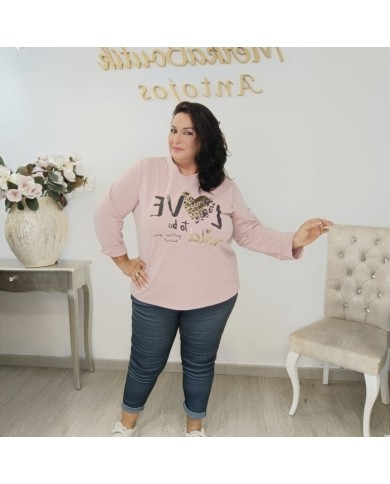 Sudadera Oversize Estampado Love to be Wild | Leopardo Blanco/Negro