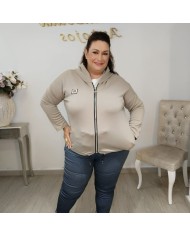 Sudadera Cremallera Oversize con Capucha | Bajo Ajustable | Beige y Más Colores