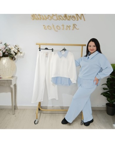 Conjunto para Mujer "Argelina" - Cuello y Bajera Elegante