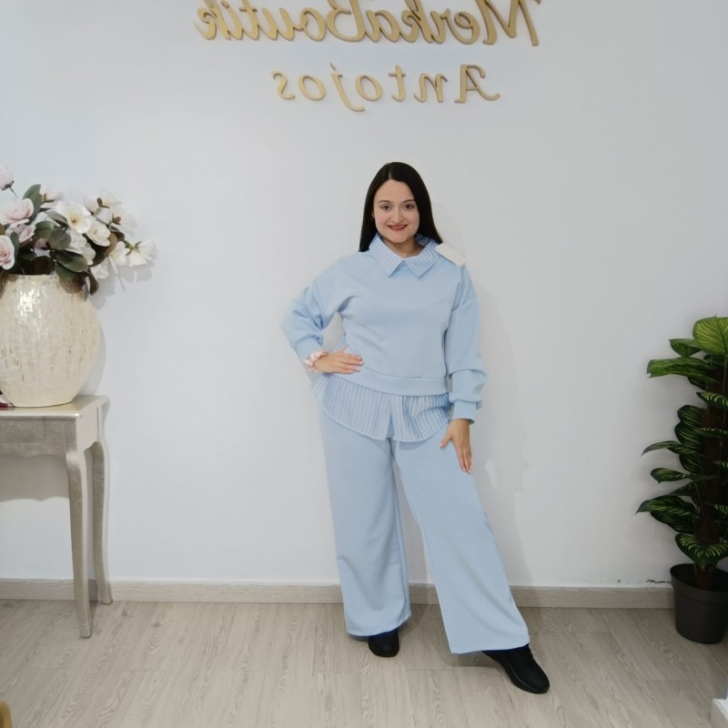 Conjunto para Mujer "Argelina" - Cuello y Bajera Elegante