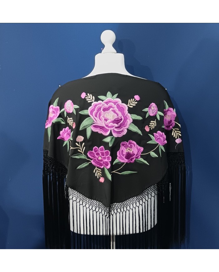 Mantón Flamenca Candela Negro - Elegancia y Tradición