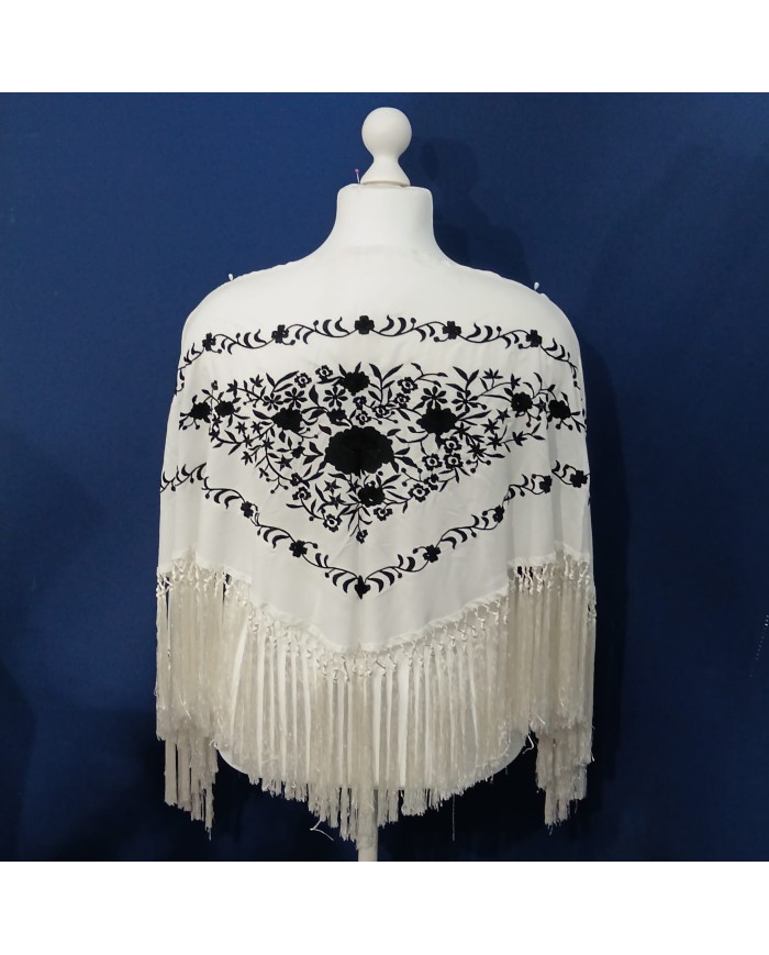 Mantón Flamenca Vera Fleco Blanco - Elegancia y Tradición
